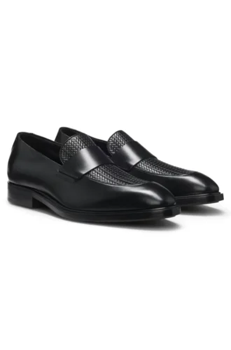 Leder-Loafer mit gewebtem Vorderblatt