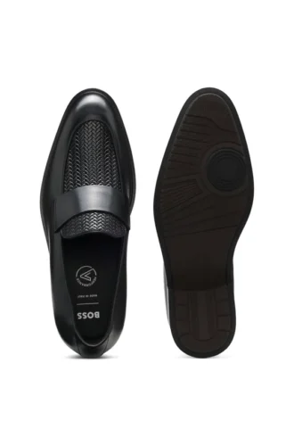 Leder-Loafer mit gewebtem Vorderblatt