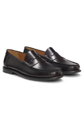 Leder-Loafer mit Penny-Einfassung