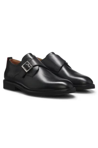 Leder-Monkstrap-Schuhe mit Brogue-Details