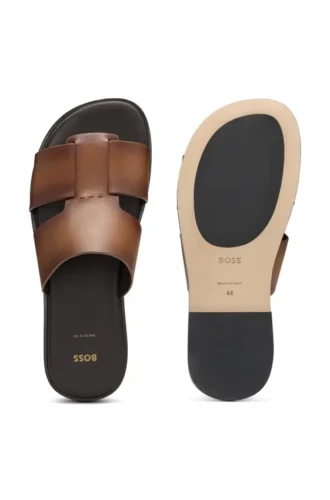 Leder-Slides, hergestellt in Italien
