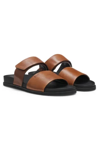 Leder-Slides mit Klettverschluss