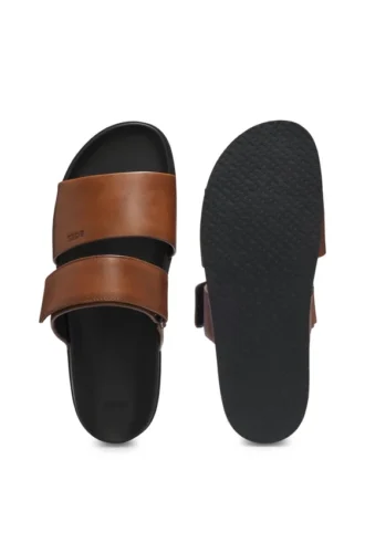 Leder-Slides mit Klettverschluss