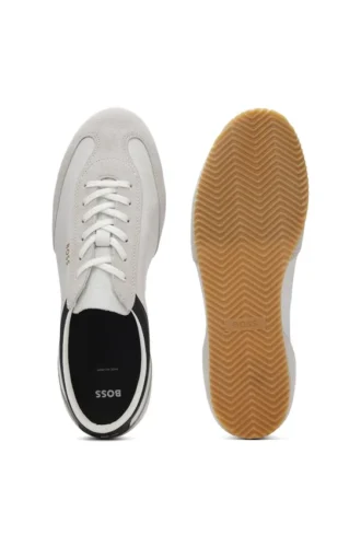Leder-Sneaker mit Wildlederbesatz