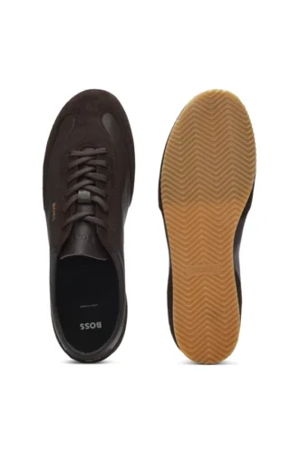 Leder-Sneaker mit Wildlederbesatz