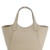 Leder-Tote-Bag mit metallischem Logo-Schriftzug
