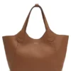 Leder-Tote-Bag mit metallischem Logo-Schriftzug