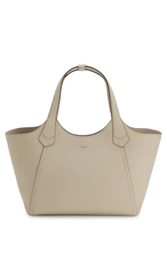 Leder-Tote-Bag mit metallischem Logo-Schriftzug