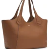 Leder-Tote-Bag mit metallischem Logo-Schriftzug