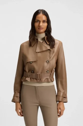 Lederjacke im Trenchcoat-Stil