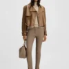 Lederjacke im Trenchcoat-Stil
