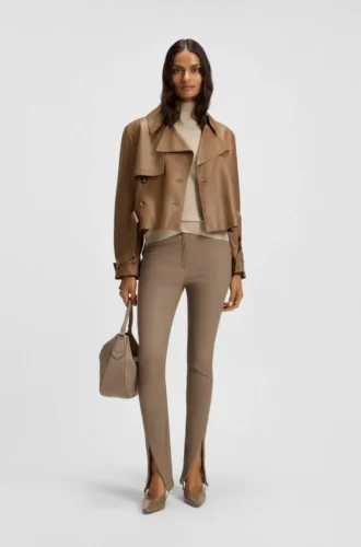 Lederjacke im Trenchcoat-Stil