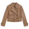 Lederjacke im Trenchcoat-Stil