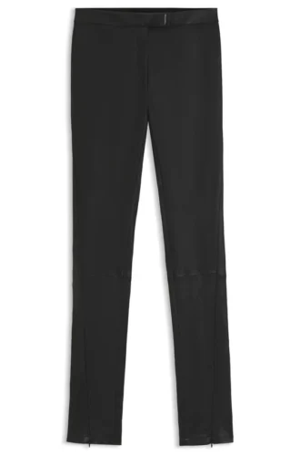 Lederleggings mit Logo-Hakenverschluss