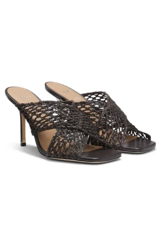 Ledersandalen mit gewebtem Obermaterial