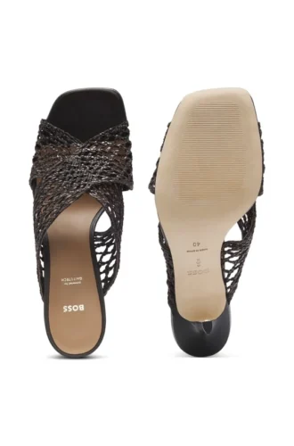 Ledersandalen mit gewebtem Obermaterial