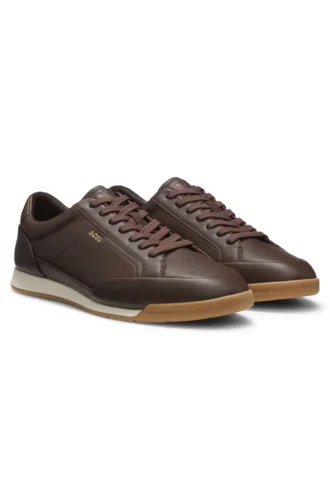 Ledersneaker mit Folienlogo