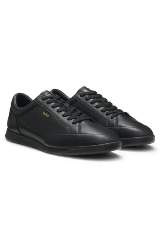 Ledersneaker mit Folienlogo