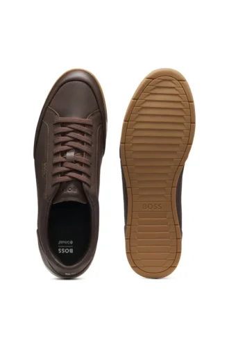 Ledersneaker mit Folienlogo