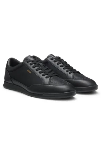 Ledersneaker mit Monogramm-Einsätzen