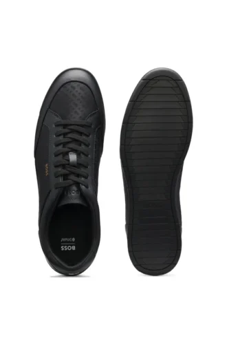 Ledersneaker mit Monogramm-Einsätzen