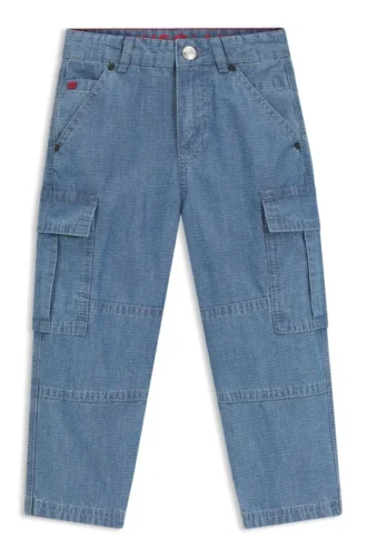 Locker sitzende Kinderjeans aus blauem Ripstop-Denim