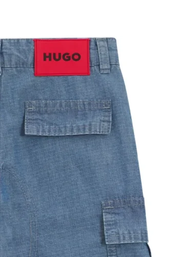Locker sitzende Kinderjeans aus blauem Ripstop-Denim