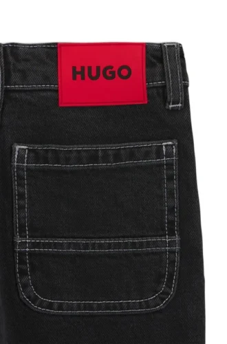 Locker sitzende Kinderjeans aus schwarzem Denim