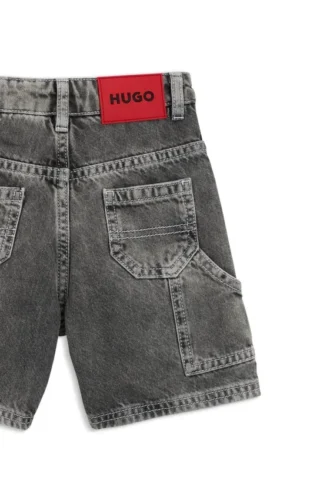 Locker sitzende Shorts für Kinder aus schwarzem Denim