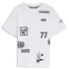 Locker sitzendes Baumwoll-T-Shirt für Kinder mit aufgedruckten Emblemen