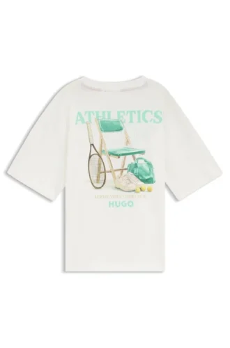Locker sitzendes Baumwoll-T-Shirt für Kinder mit Sportmotiv