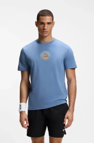 Lockeres T-Shirt aus Baumwolle mit Tennis-Motiv