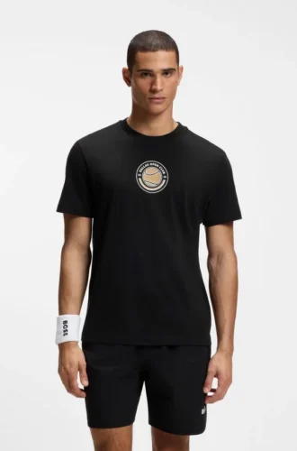 Lockeres T-Shirt aus Baumwolle mit Tennis-Motiv