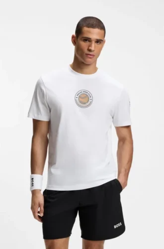 Lockeres T-Shirt aus Baumwolle mit Tennis-Motiv