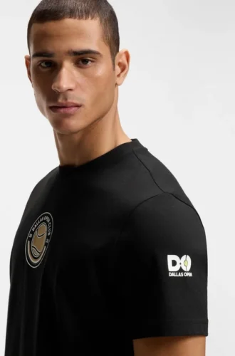 Lockeres T-Shirt aus Baumwolle mit Tennis-Motiv