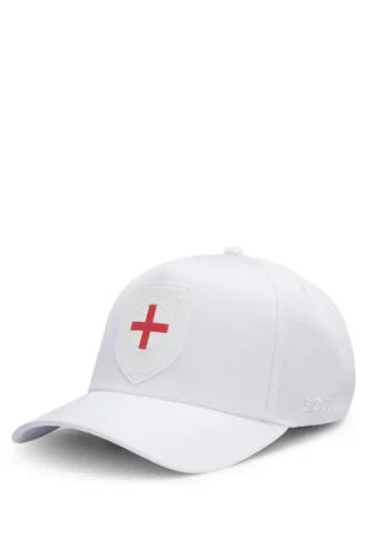 Logo-Cap aus glänzendem Twill mit Abzeichen in Nationalfarben