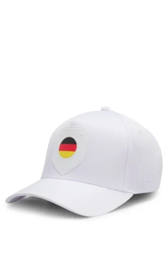 Logo-Cap aus glänzendem Twill mit Abzeichen in Nationalfarben