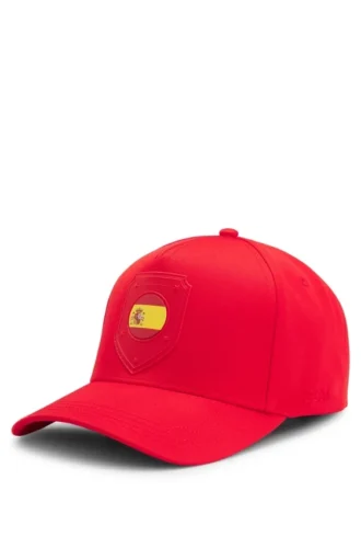 Logo-Cap aus glänzendem Twill mit Abzeichen in Nationalfarben