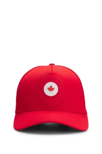 Logo-Cap aus glänzendem Twill mit Abzeichen in Nationalfarben