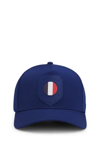 Logo-Cap aus glänzendem Twill mit Abzeichen in Nationalfarben
