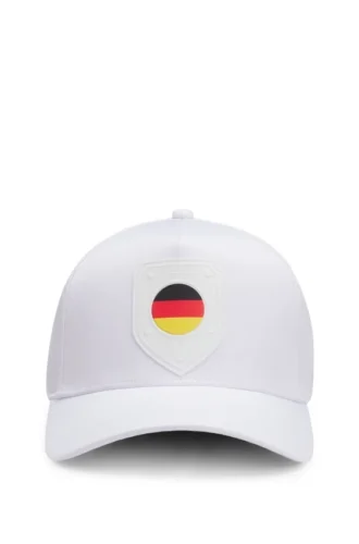 Logo-Cap aus glänzendem Twill mit Abzeichen in Nationalfarben