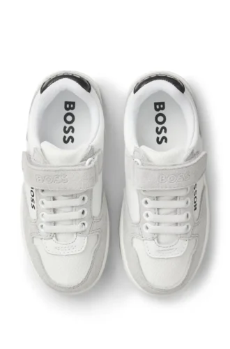 Logo-Sneaker für Kinder aus Nappaleder und Canvas