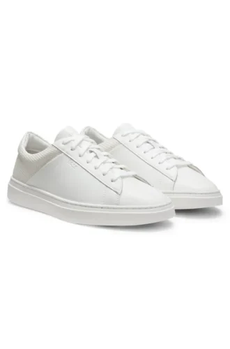 Low-Top-Sneaker mit gewebten und genarbten Effekten