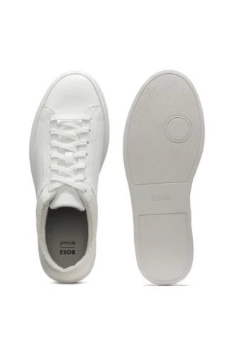 Low-Top-Sneaker mit gewebten und genarbten Effekten