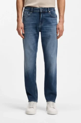 Maine-Jeans in Regular-Fit aus blauem Soft-Touch-Denim