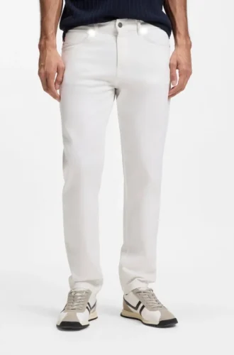 Maine-Jeans in Regular-Fit aus weißem Soft-Motion-Denim