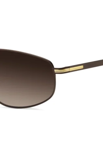 Mattbraune Sonnenbrille mit goldfarbenen Verzierungen