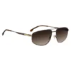 Mattbraune Sonnenbrille mit goldfarbenen Verzierungen