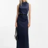Maxikleid aus Satin mit Raffungen