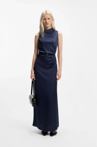 Maxikleid aus Satin mit Raffungen